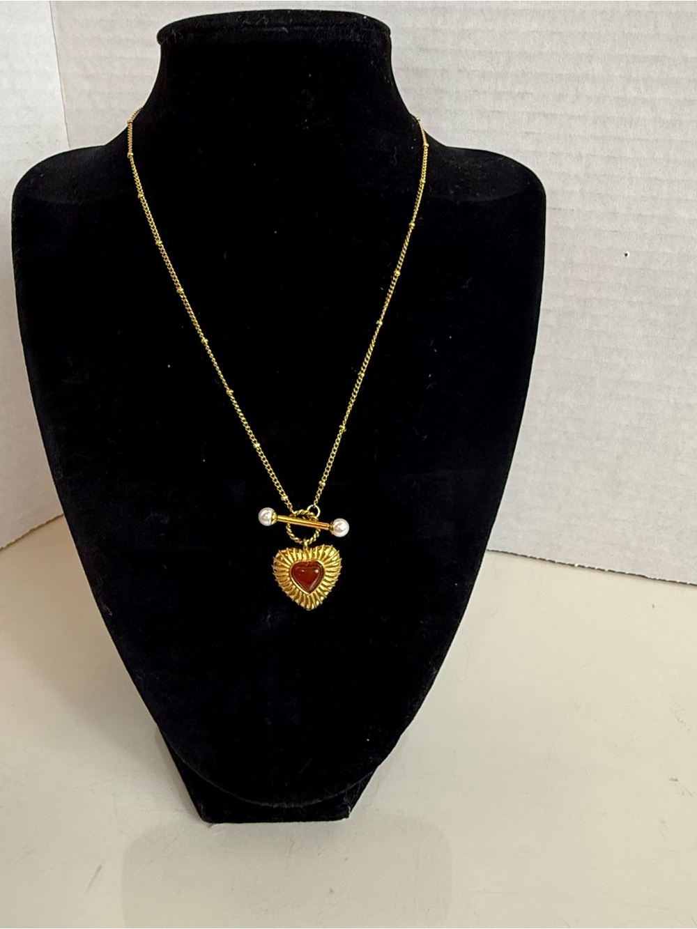 18k Gold Plated Non-Tarnish Heat Toggle Choker / Necklace Embellished Chain